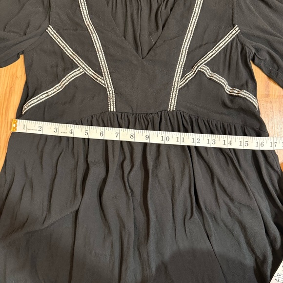 ba&sh Black Embroidered Alma Dress Contrast Stitch Flowy Boho Mini Size XS - Picture 5 of 11